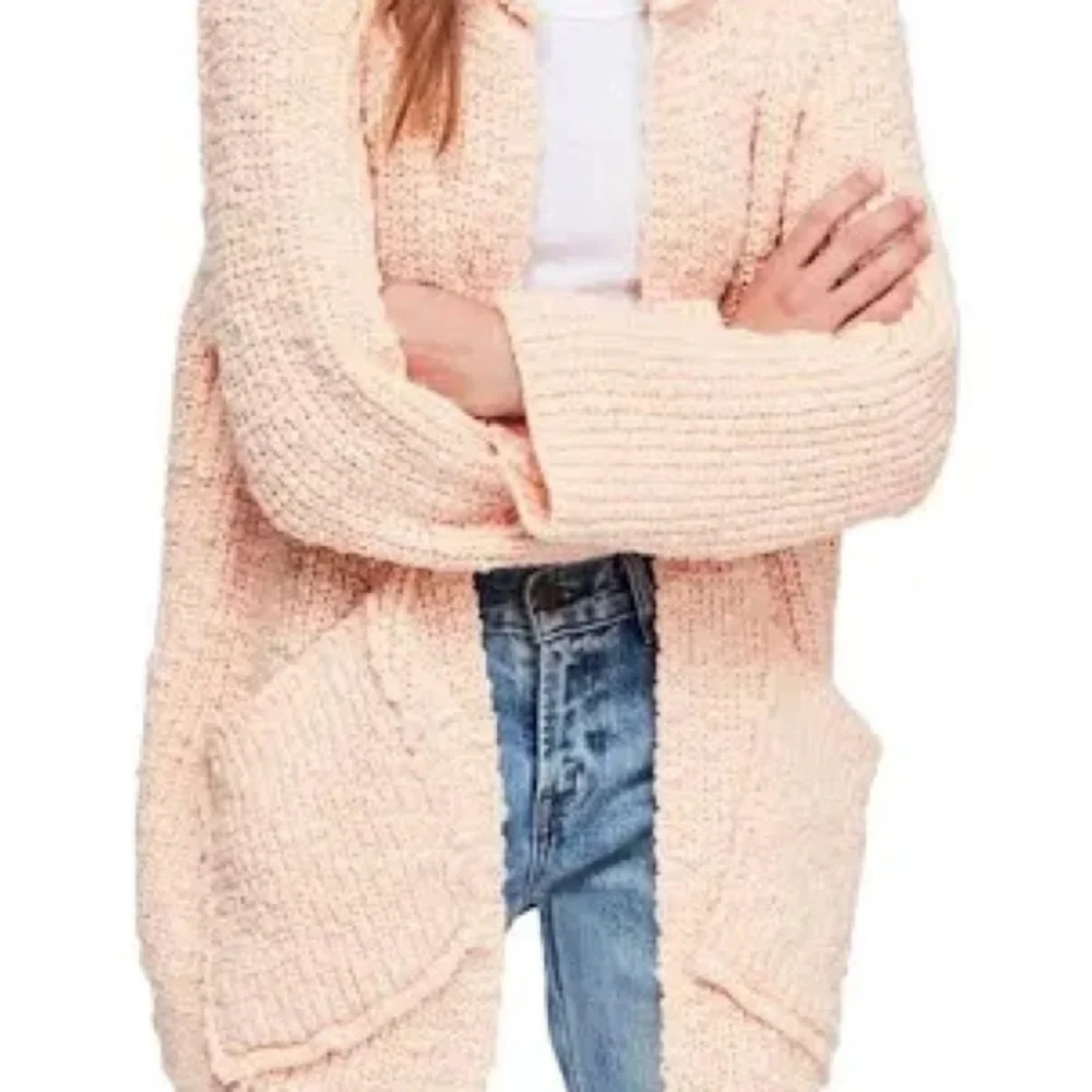 ✨ Free People Waterfront Cardigan Pink Peach‎ Knit | Size Medium ✨